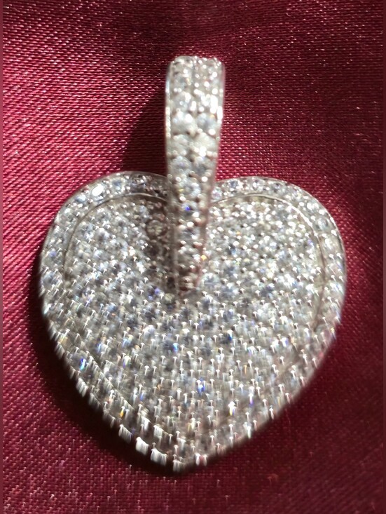 Source Unknown Jewelry - Silver Diamond Pave  Heart Pendant